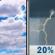 Today: A 20 percent chance of showers and thunderstorms after 4pm.  Mostly cloudy, with a high near 87. West southwest wind around 15 mph, with gusts as high as 25 mph. 