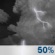 Saturday Night: A 50 percent chance of showers and thunderstorms.  Mostly cloudy, with a low around 72. Southeast wind 5 to 10 mph.  New rainfall amounts between a quarter and half of an inch possible. 