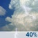 Monday: A 40 percent chance of showers and thunderstorms.  Partly sunny, with a high near 91. South southwest wind 5 to 10 mph. 