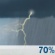 Thursday: Showers and thunderstorms likely, mainly between 1pm and 4pm.  Cloudy, with a high near 74. East northeast wind around 5 mph becoming south in the afternoon.  Chance of precipitation is 70%. New rainfall amounts between a half and three quarters of an inch possible. 